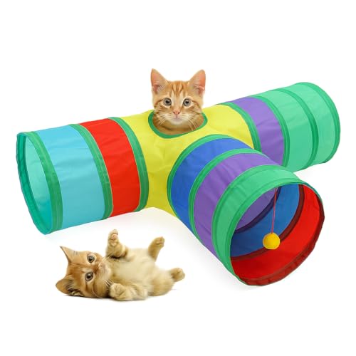 Tunel Labirinto T Brinquedo Interativo Para Pets Gatos Gatinhos Gato Brincar Com 3 Saídas