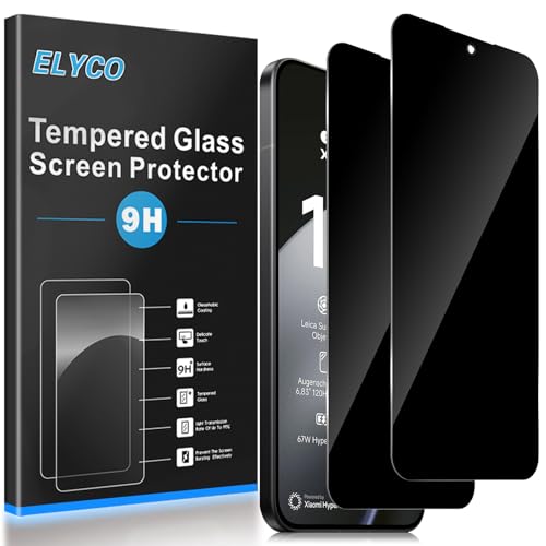 ELYCO Verre Trempé Anti-Espion pour Xiaomi 15T/15T Pro, 2 Pièces Protection Écran, 9H Dureté Anti-Espion, HD Anti-rayure Sans Bulles Film Protection D'écran
