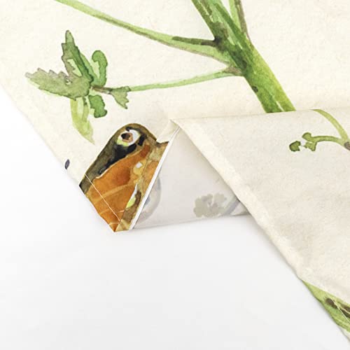 Lb Floral Plant Shower Curtain Watercolor Flower Butterfly Birds Beige Backdrop Vintage Bathroom Decor With Hooks, Easy Care Polyester Fabric Bathroom Curtain 72X72 Inch #TOP6