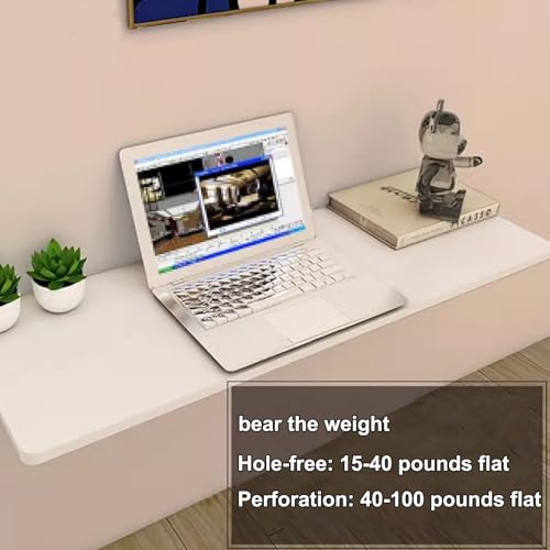 Mesa Abatible de Pared Cocina Mesa Plegable de Tablero de Densidad Espesa, Soporte Metálico Gran Capacidad de Carga Esquinas Redondeadas para Dormitorio, Cocina(White,120x40cm) - imagen 4