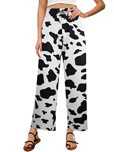 Image of NEWCOSPLAY Women's Comfy Pajama Pants Casual Drawstring Palazzo Lounge Wide Leg Pants