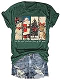 Qbily Winter T-Shirt for Women Family Christmas Party Tops Funny Xmas Christmas Tree Snowman Graphic Tees (25-Q-9,L)