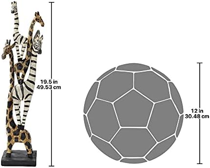 Design Toscano Zebra and Giraffe Menagerie African Totem Statue by artist Komnan Ohene