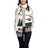 ANGYANG Écharpe chaude, Instrument de musique Piano Guitare Saxophone, Grand châle doux au toucher cachemire pour femme Wraps Light Stole 192x75 cm