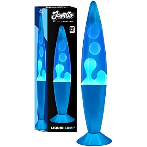 JAMBO 16" Beautiful Lamp- The Upgraded Motion Lamp- Blue with White/Blue Wax, Relaxing Liquid Lamp, Night Light Nightlight, Home Decor Living Room Office Bedroom Lamp for Adults Teens Kids Magma Lamp Cover