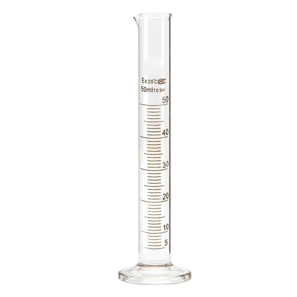 Confezione da 5 cilindri graduati in vetro da 5 ml, 10 ml, 25 ml, 50 ml e 100 ml, set di cilindri da laboratorio con 1 asta
