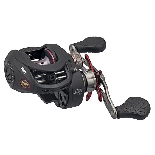 Tournament MP Speed Spool Baitcast Fishing Reel, Left-Hand Retrieve, 7.5:1 Gear Ratio, One-Piece Aluminum Body with Graphite Side Plate, Black/Red