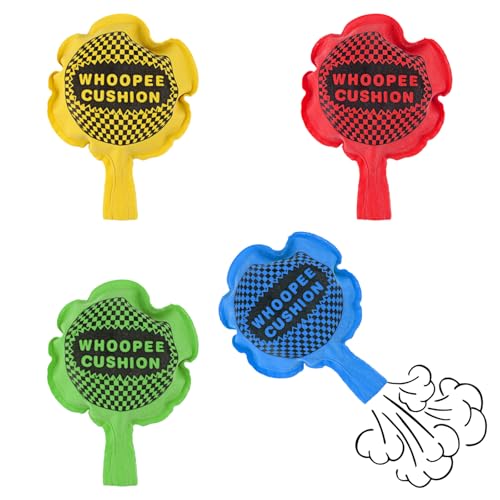 Funalix 4 Piezas Cojin Echa Pedos, Whoopee Cushion Cojín Autoinflable para Pedos, Set de Cojines de Broma Que Hacen Ruido para Fiestas y Bromas Divertidas (Colores Aleatorios)