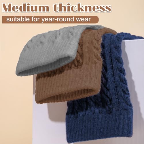 Chalier 6 Pairs Womens Crew Socks, Retro Casual Knit Socks Soft Cotton Sock for Women2