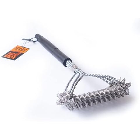 Texas Club BBQ Grate Cleaning Tool | 3-Head Bristle Spiral Brush for Barbeque Grill, 43 cm Cover