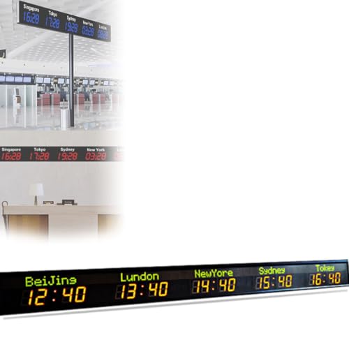 Orologio Mondiale Digitale A LED con più Fusi Orari, Montaggio A Parete, Luminosità Regolabile, Ideale per Aziende Multinazionali E Viaggiatori Globali, 5Cityworldclock