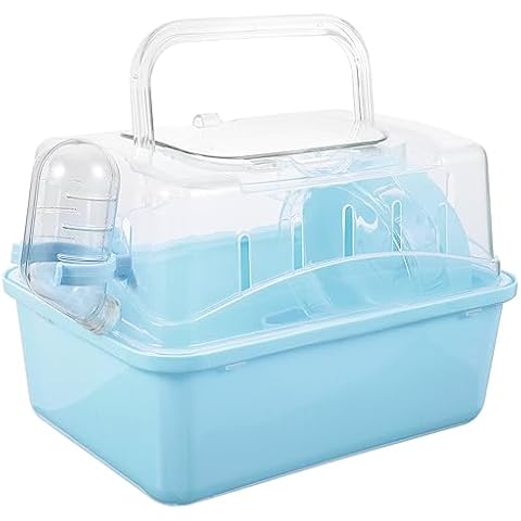 Ipetboom Hamster Cage Small Containers Clear Container Small Stand Outdoor Cage Clear Stand Small Pet Carrying Cage Small Pet Container Travel Fully Transparent Hamster House Plastic, 11.00X6.7in Cover