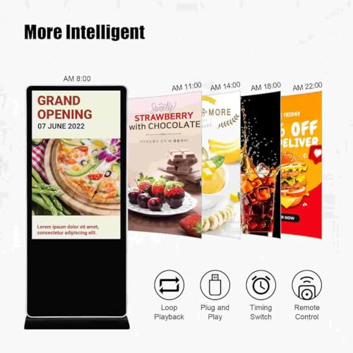 Image of 50 inch Indoor Single-Sided Floor-Standing LCD Advertising Koisk with Wheel Stand | Android RK3568 2GB+16GB | Non-Touch /Infrared /Capacitive Touch | CMS Preinstalled