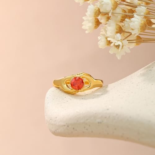 Bague cadeau d'anniversaire sincère avec zircon rouge - 4
