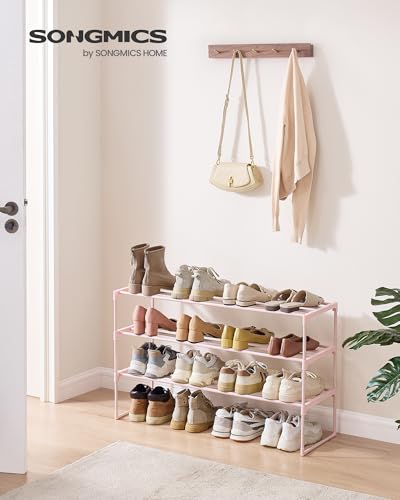 image for SONGMICS Shoe Rack, 3-Tier Shoe Organizer, Metal Storage Shelf, Uprigh