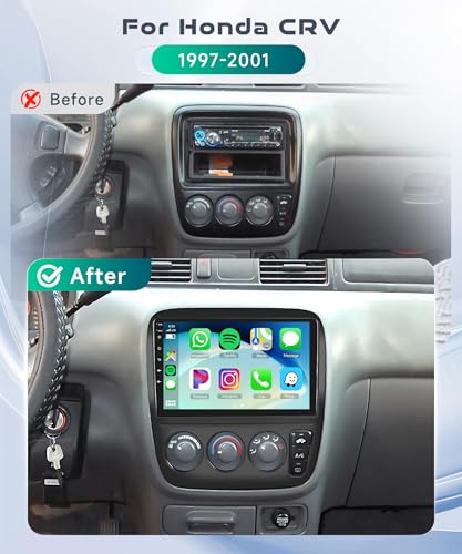 Image of 4G+64G Car Radio Stereo for Honda CRV 1997-2001 Wireless CarPlay Android Auto, Podofo 9 Inch 1280 * 720P IPS Touch Screen Android 15 GPS WiFi Bluetooth DSP Audio USB Dual Mic HD Rear Camera