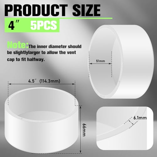 Image of 5 Packs 4 Inch PVC Pipe End Cap, Fits 4.5 inch OD Schedule 40 Furniture Grade, Heavy Duty Slip-on Caps for DIY Furniture, Garden Shelf, White