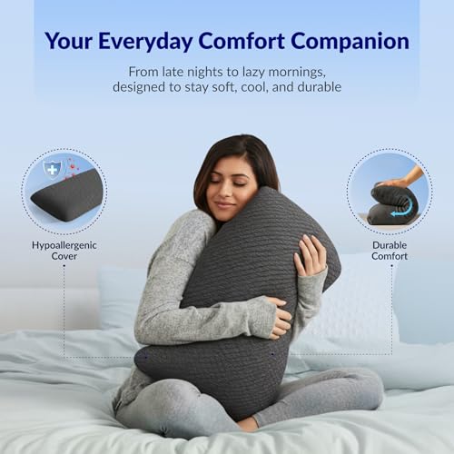 Image of SleepyHug ReliefPRO Pillow | Cooling Memory Foam for Deep Relief | Orthopedic Neck & Shoulder Support | 55x35x13 cm | Dark Grey (Pack of 2)
