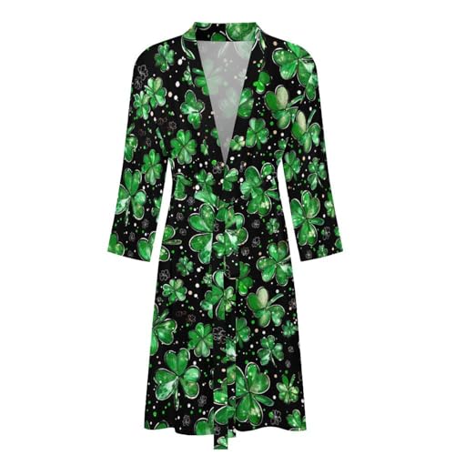 Green Ireland Shamrock St Patricks Day Funny Men's Robe Soft Lightweight Bathrobe Long-sleeve Spa Robes4