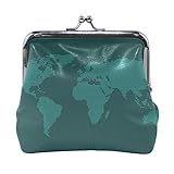 Pixel World Globe Map Porte-monnaie en cuir avec boucle exquise, Multicolore, One Size