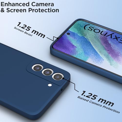 Image of Outlouders Back Cover for Samsung Galaxy S21 FE 5G | Camera Protection | Durable Soft Matte Silicone Bumper Case (Blue)