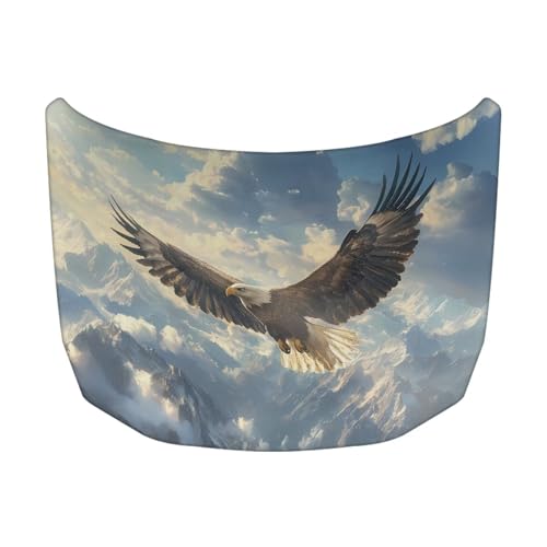 Image of Bald Eagle Print Car Hood Cover, Elastic Polyester Waterproof Cover for Car Hood All Weather Universal Car Exterior Accessories for Most Sedans SUV Trucks Pickup