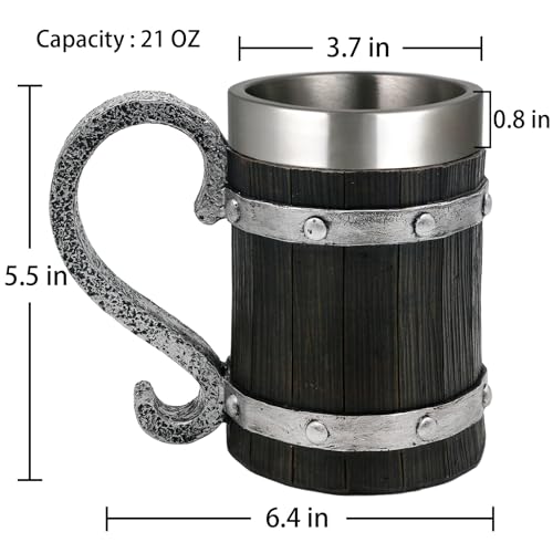 Vaso de Cerveza Vikingo 21oz Barril de Madera miniatura 5