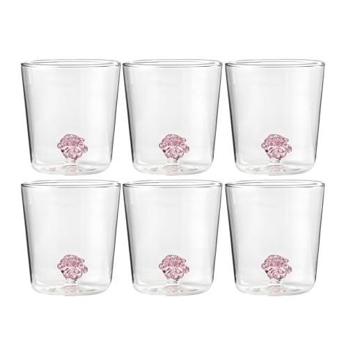 Onlylux Set 6 Bicchieri Acqua in Vetro Borosilicato - Bicchieri Acqua Particolari con Nodo dell’Amore - Bicchieri Acqua Vetro Moderni e Colorati Linea Verre du Monde - Lavabili in lavastoviglie