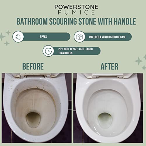 Powerstone Pumice Stone Toilet Bowl Cleaner with Handle (2-pack) - A Solution for Hard Water Stains on Toilets, Grills, Tiles, Grout & Pools - Image 3