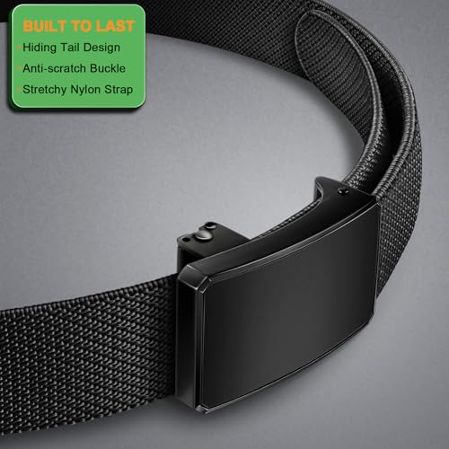 BULLIANT Men Stretch Belt,Adjustable Ratchet Nylon Belt Tactical for Men Casual Jeans Golf Work 1 3/8",Cut For Fit2