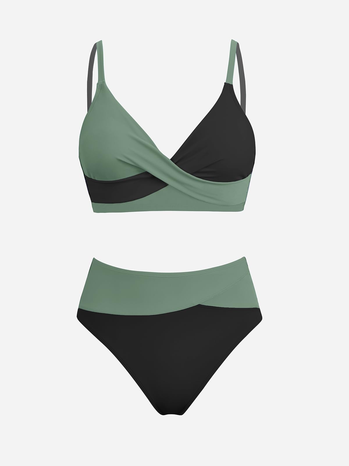 CUPSHE Damen Bikini Set Crossover Bustier High Waist Bikini Bademode Elegant Zweiteiliger Badeanzug Swimsuit