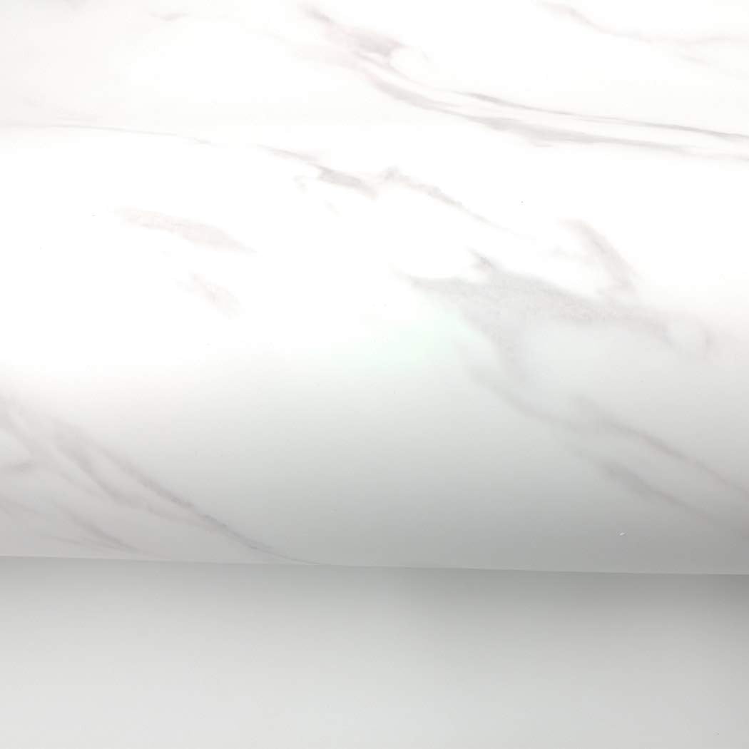 RoyalWallSkins Matte White Marble Interior Film - 24" x 78.7" Roll - Peel & Stick Decorative Film Renovated Waterproof (Matte White MCP7011MTHH)