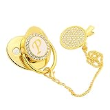 Bling-Babyfopspeen, Gebogen Ontwerp 26 Letters Gouden Babyfopspeen Gezonde, Handige, Geurloze en Veilige Materialen voor Thuis (Brief P)