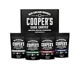 Bourbon & Whiskey Barrel Aged Coffee Box Set with Four Whole Bean Single Origin Coffees (Colombia, Sumatra, Ethiopia, Rwanda) Premium Small-Batch Gourmet Roasted Coffee Gift (Pack or 4)