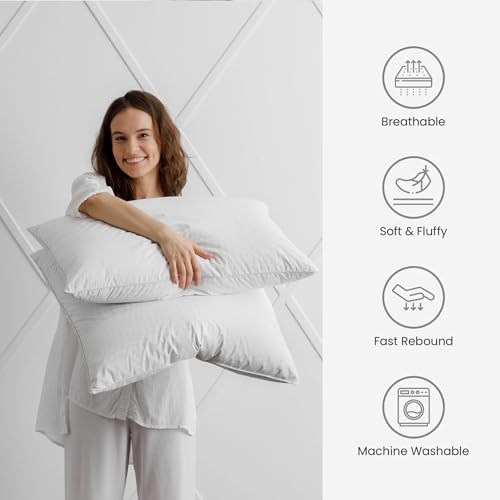Fzzor Soft Flat Comfy Thin Pillows Standard Size Set Of 2,Premium Soft Support Bed Pillows For Sleeping,Down Alternative Breathable Pillows For Side Back Or Stomach Sleepers(20X26In ) thumb #2