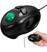 KALLORY Portable 4D USB Trackball Mouse Mini Handheld Ergonomic Roller Ball with Thumb Control an...