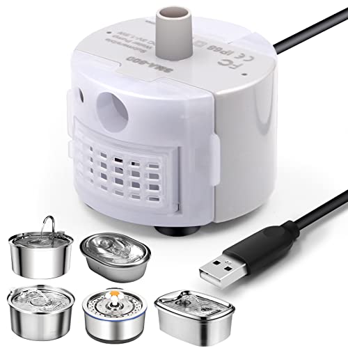 Image of Cat Water Fountain Pump for 3.2L /108oz Stainless Steel Cat Water Fountain and 67oz /2L Stainless Steel Cat Fountain, Petilog Pet Fountain Pump, Ultra Quiet Cat Fountain Pump