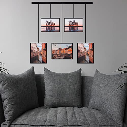 Hanging Display Frames, Picture Photo Frame For Wall Decor, Exhibit Picture Frame Gallery Set Adjustable Collage Display For 5 Photos, Prints, Artwork & More, 5 Opening, Black Legacy  (Black) #TOP4