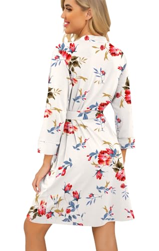 PrinStory Women Kimono Robes Short Lightweight Robe Soft Knit Sleepwear Casual Knit Bathrobe Ladies Loungewear4