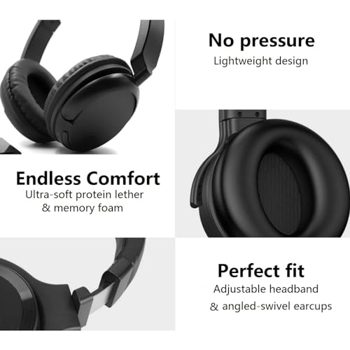 Image of Wireless Bluetooth TV Headphones, HiFi Stereo Bluetooth Headphones Over Ear, Soft Earmuffs Lightweight Wireless Headsets with Deep DASS for TV, PC, Cellphone (Black)