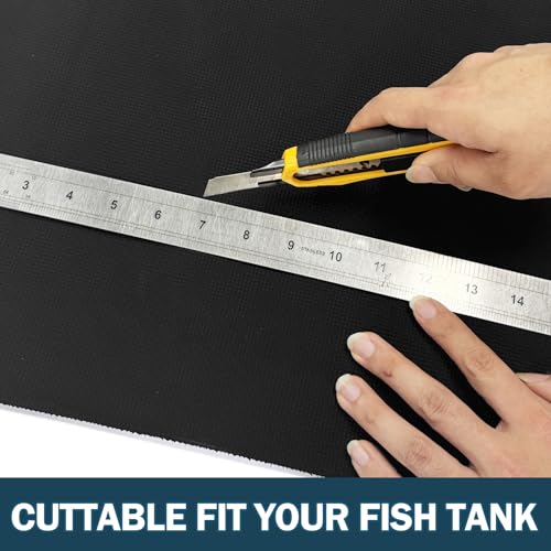 Image of 2 Packs 23.6 x 15 Inch Aquarium Fish Tank Leveling Pad, 6mm Thick Foam Fish Tank Mat Non-Slip Neoprene Foam Shockproof Easy Cut for Water Stable Floor Protection Black