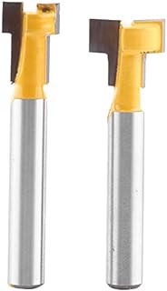 2Pcs Yellow T Slot Cutter Router Bit, Shank Cutter 1/4'' Shank Steel Handle T Slot Cutter 3/8" & 1/2" Cutting Edge Woodworking Milling, T Type Shank Cutter