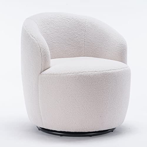 Homvent Living Room Chair Accent Chair Reading Chair With Padded Round Back,Swivel Teddy Armchair With Metal Base,360 Degree Swivel Arm Chair For Leisuretime/Nursery #TOP7