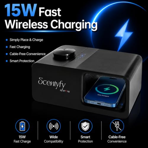 Image of SCENTYFY by STARQ Trinity 3-in-1 Smart Perfume Diffuser with Bluetooth Speaker & Wireless Charger, Aromatherapy Essential Oil Diffuser, Home, Office & Bedroom Decor