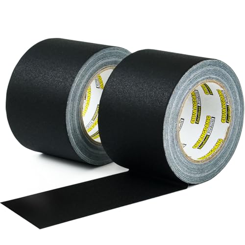 Image of 2-Pack Black Gaff Tape,3 inch x 30 Yards,Black Gaffers Tape,Matte Gaffer Tapes for Stage,Studio, Wire Finishing,Photography,No Residue,Non Reflective,Easy Tear