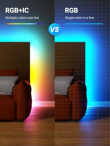Image of TJOY BGRIC LED Strip Lights 16.4FT, Smart Led Lights Compatible with Alexa&Google Assistant, Color Segment DIY, WiFi Led Lights for Bedroom, Remote&APP Control, Color Changing Strip Light for Room
