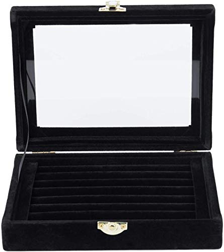 Hacoly Schmuck Aufbewahrungsbox Flanell Damen Schmuckkasten Stilvolles Schmuckkästen Schmuckkoffer Langlebig Schmuck Box für Ringe Armbänder Ohrringe Halsketten - Schwarz