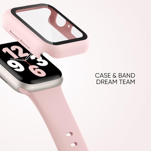 Image of Adorique 3-in-1 Compatible for Apple Watch Band 40mm 41mm 42mm 44mm 45mm 46mm, Soft Silicone Sport Strap for iWatch Series SE 10 9 8 7 6 5 4 3
