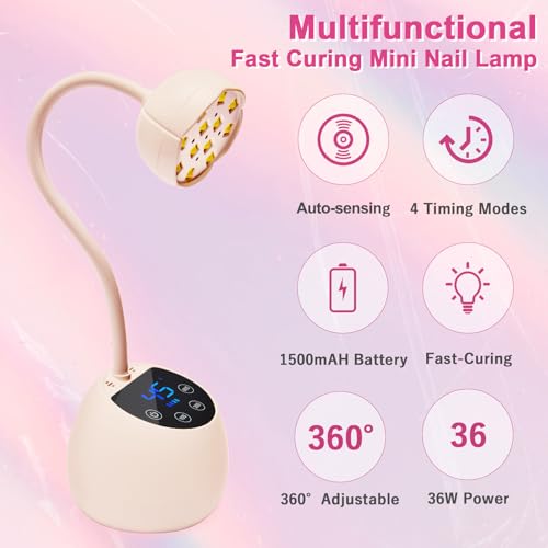 Image of CGBE UV LED Nail Lamp, 36W Mini Cordless Flash Cure Nail Lamp for Gel Nails