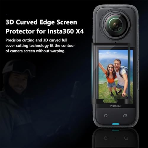 Image of Action Pro Tempered Glass Screen Protector Compatible with Insta360 X4, 9H Hardness Ultra HD Clear LCD Display Protection Film, Scratch Resistant Bubble-Free (Pack of 2)